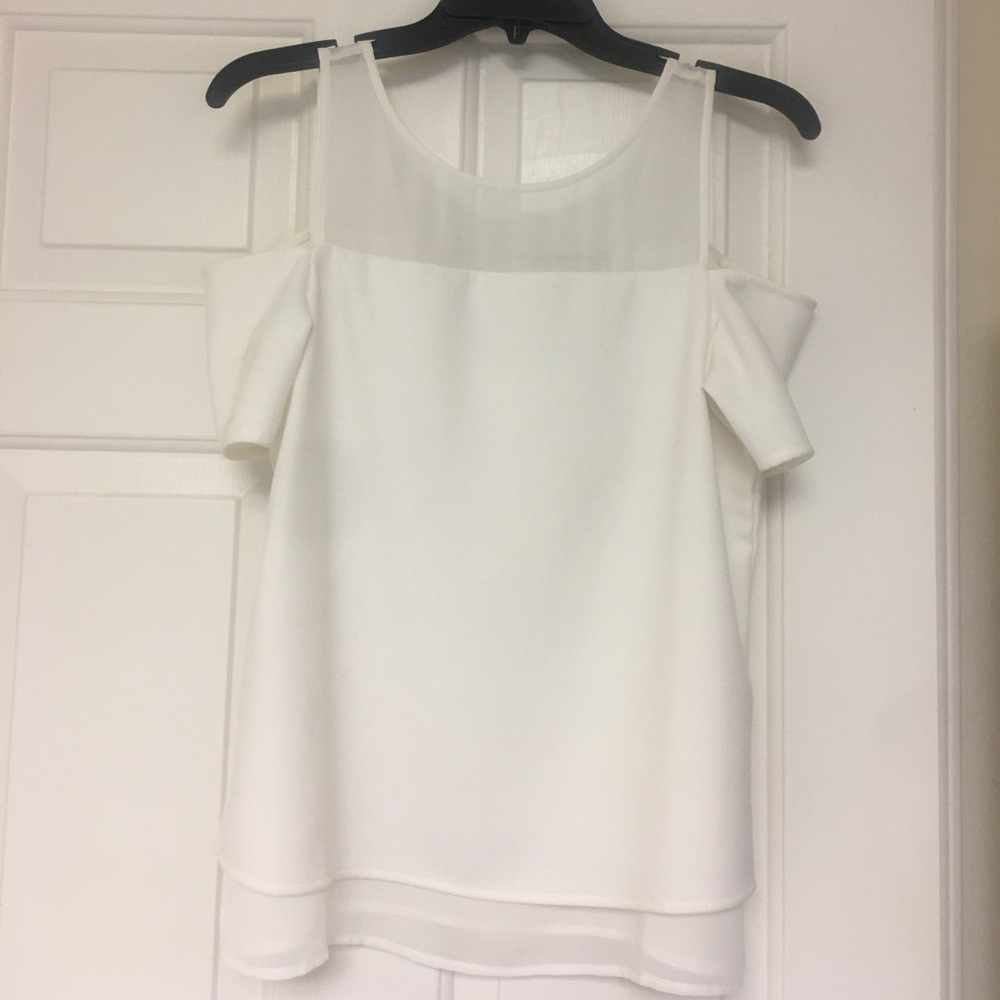 Cooper & Ella Small White Open Shoulder Top